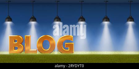 BLOG auf einem Gras Stockfoto