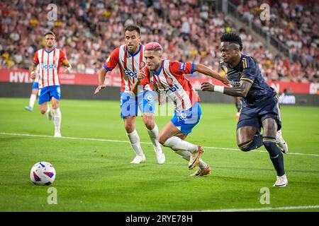 Girona, Spanien. September 2023 30. Während eines La Liga EA Sports-Spiels zwischen Girona FC und Real Madrid im Estadio Municipal de Montilivi in Girona, Spanien am 30. September 2023. (Foto/Felipe Mondino) Credit: Independent Photo Agency/Alamy Live News Stockfoto