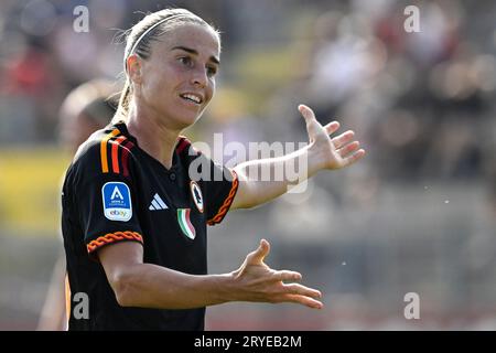 Rom, Italien. September 2023 30. Barbara Latorre von AS Roma zeigt während des Women Series A Fußballspiels 2023/2024 zwischen AS Roma und dem FC Como im Tre fontane Stadion in Rom (Italien), 30. September 2023. Quelle: Insidefoto di andrea staccioli/Alamy Live News Stockfoto