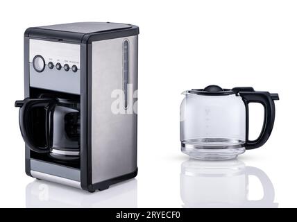 Kaffeemaschine auf hellem Hintergrund Stockfoto