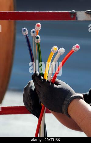 Glasfaserkabel für Hochgeschwindigkeits-Internet Stockfoto