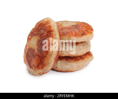 Köstliche frittierte vegane Schnitzel isoliert auf weiß Stockfoto