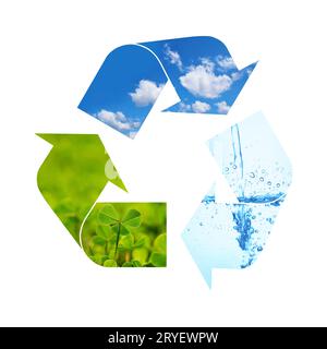 Illustration Recycling-Symbol von Naturelementen Stockfoto