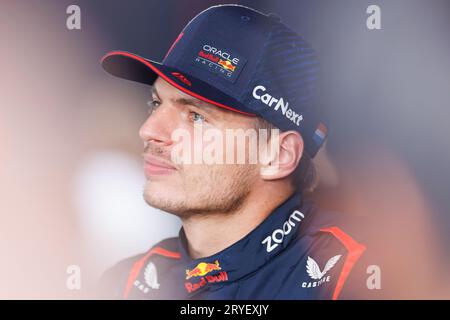 Suzuka Grand Prix Circuit, 1. Oktober 2023: Max Verstappen (NED) vom Team Red Bull während eines Pressers während des Japan Formel 1 Grand Prix 2023. Stockfoto