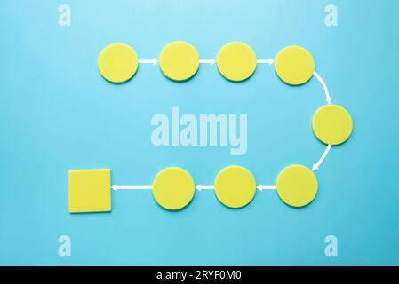 Konzept der Geschäftsprozess- und Workflow-Automatisierung mit Flussdiagramm, Stockfoto