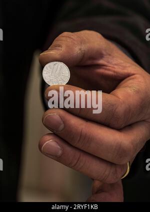 10 Groschen-Münze, ehemalige österreichische Währung Schilling Stockfoto