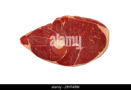 Rohes Lammfleisch, isoliert auf weiß Stockfoto