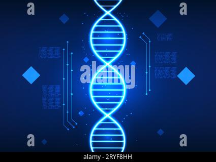 Medizinische Technologie DNA-Struktur auf dem Bildschirm eines Forschers angezeigt es stellt den Einsatz von Technologie in der Medizin dar, die DNA-Informationen zeigt. Auf bri Stock Vektor