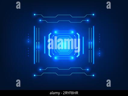 Die Microchip-Technologie ist ein zentral platzierter Mikrochip, der mit dem System verbunden ist. Ist für die Ausgabe von Befehlen zur Steuerung des Betriebs von verantwortlich Stock Vektor