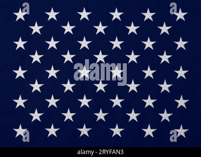 Gestickte Sterne des blauen Kantons der amerikanischen Flagge Stockfoto
