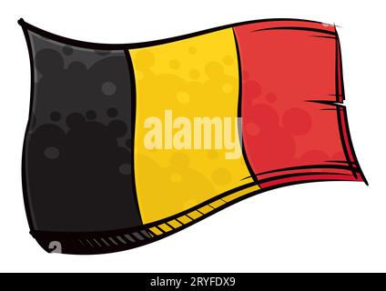 Nationalflagge des Königreichs Belgien in Graffiti-Farbe Stockfoto