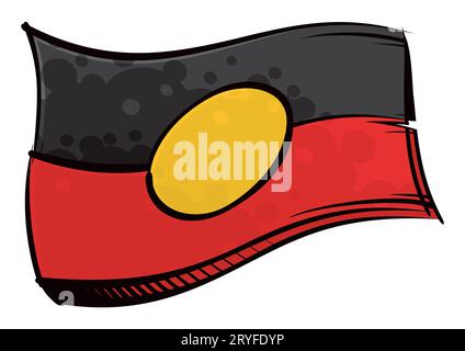 Australische Flagge der Aborigines in Graffiti-Farbe Stockfoto