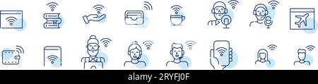 Wi-fi-Signal, Symbole für Internetbenutzer eingestellt. Pixel perfekt Stock Vektor