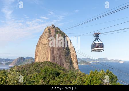Rio de Janeiro, Brasilien - 10. April 2015: Zuckerhut in Rio de Janeiro, Brasilien, Blick von der Spitze Stockfoto