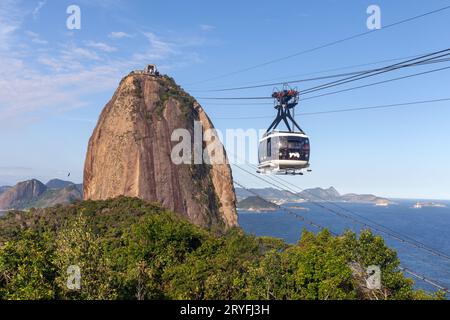 Rio de Janeiro, Brasilien - 10. April 2015: Zuckerhut in Rio de Janeiro, Brasilien, Blick von der Spitze Stockfoto