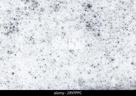 Seifenschaum mit Blasenhintergrund. Vollbild Stockfoto