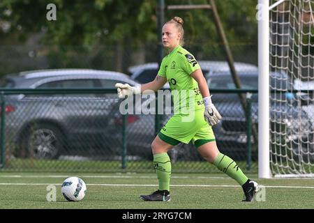 Zulte, Belgien. September 2023 30. Ella Vierendeels (23) von Zulte Waregem, dargestellt während eines Fußballspiels zwischen SV Zulte - Waregem und White Star Woluwe am fünften Spieltag der Saison 2023 - 2024 der belgischen Lotto Womens Super League, am Sonntag, den 30. September 2023 in Zulte, BELGIEN. Quelle: Sportpix/Alamy Live News Stockfoto