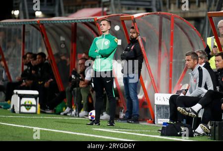 Maastricht, Niederlande. September 2023 29. Steve Janssen, der am 29. September 2023 in Maastricht, Niederlande, das vierte offizielle Spiel der niederländischen Keuken Kampioen Divisie zwischen MVV und ADO den Haag ausgetragen hat Stockfoto