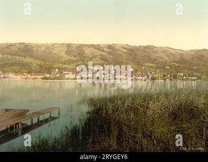 Blick auf Zug von der Chamerstraße, Zug, Schweiz 1890. Stockfoto