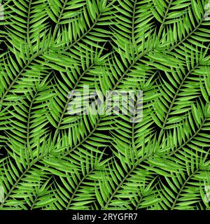 Tropische Palmen in Wasserfarben hinterlassen ein nahtloses Muster. Handgezeichnetes, nahtloses tropisches Blumenmuster. Stockfoto