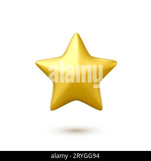 3D-goldenes Sternsymbol. Sternform. Designelement für App und Web. Vektorillustration Stock Vektor