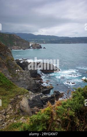 Punta socastro Klippen und Atlantik, Galicien, Spanien Stockfoto