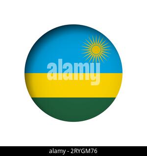 Ruanda-Flagge - hinter dem kreisförmigen Papierloch mit innerem Schatten. Stock Vektor