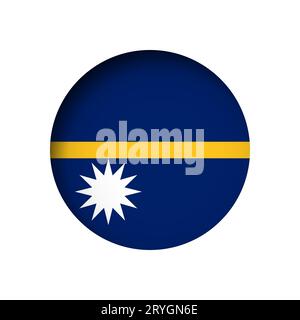 Nauru-Flagge – hinter dem kreisförmigen Papierloch mit innerem Schatten. Stock Vektor