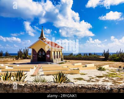 Blick auf die Alto Vista Chapel auf der Insel Aruba Stockfoto