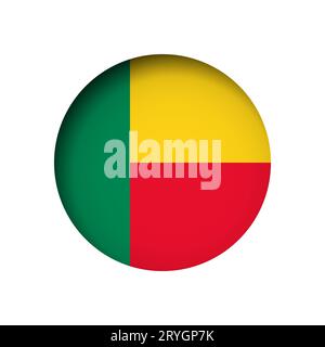 Benin-Flagge - hinter dem kreisförmigen Papierloch mit innerem Schatten. Stock Vektor