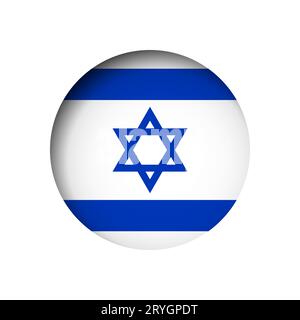 Israelische Flagge - hinter dem kreisförmigen Papierloch mit innerem Schatten. Stock Vektor