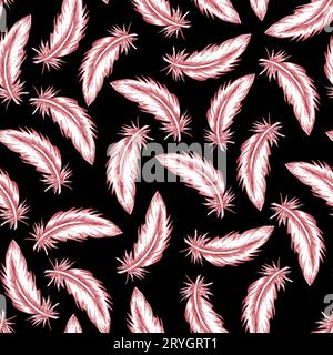 Aquarell Federmuster . Nahtlose Boho-Stil Textur mit eleganten rosa und Federn . Stockfoto