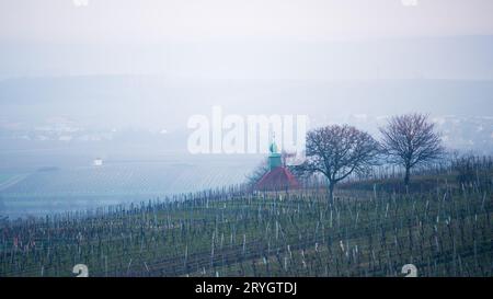 Herbstliche Weinberge, Weingartenkapelle in Neckenmarkt, Bezirk Oberpullendorf, Burgenland, Österreich Stockfoto