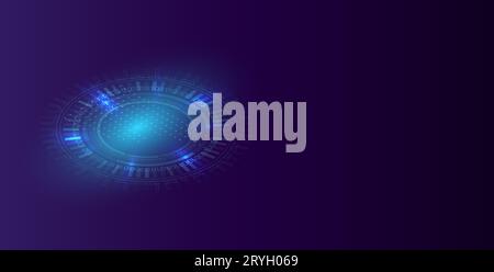 Abstrakter Technologiehintergrund mit hellem Kreis und Licht im Inneren. Datenbankstrukturkonzept mit Linien- und Punktverbindung. Medizintechnik Stock Vektor
