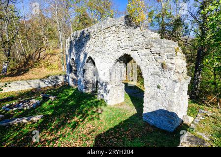 Blick auf die Ruine Arnsburg Stockfoto