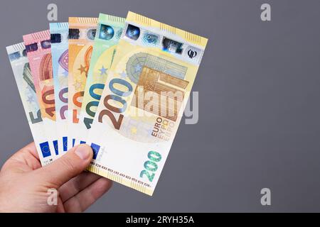 Europäisches Geld - neue Banknotenserie in der Hand Stockfoto