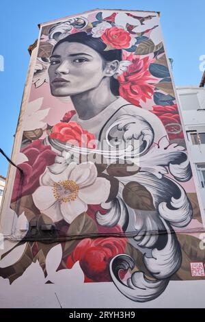 Wandgemälde in Fuengirola, Provinz Málaga, Spanien. Stockfoto