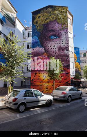 Wandgemälde in Fuengirola, Provinz Málaga, Spanien. Stockfoto