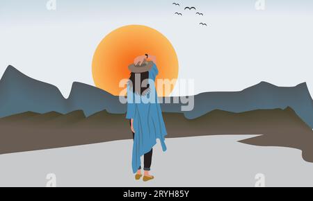 Style Girl kümmert sich um sich selbst und ihr zukünftiges Konzept, sich selbst und einen gesunden Lebensstil zu lieben Stock Vektor