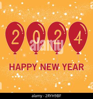 Frohes neues Jahr 2024 mit Zahlen. Glückliches neues Jahr 2024 Vektordesign für Poster, Kalender, Banner und mehr Stock Vektor