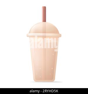 Rosafarbenes Kunststoffglas mit Wasserblasen 3D-Vektor Stock Vektor