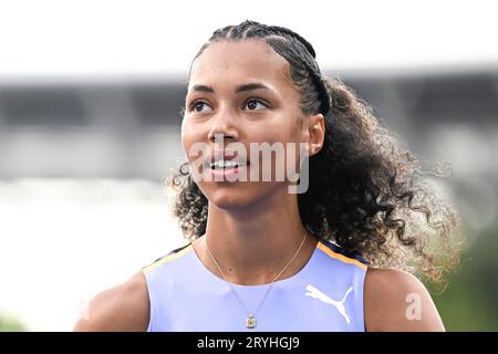 Morgan Lake (Frauen-Hochsprung) während der Leichtathletik-Veranstaltung Meeting de Paris Wanda Diamond League 2023 am 9. Juni 2023 im Charlety-Stadion in Paris, Frankreich. Foto Victor Joly/DPPI Stockfoto