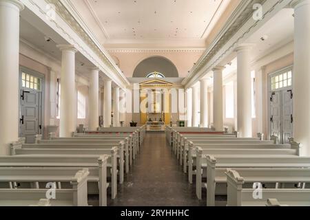 Innenraum der St. Marienkirche in Husum, Kreis Nordfriesland, Schleswig-Holstein, Deutschland, Europa | Marienkirche Kircheneinrichtung, Husum, Landkreis Stockfoto