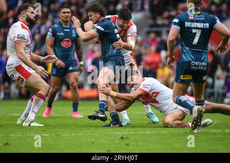 St. Helens, England - 30. September 2023 - Jordy Crowther of Warrington Wolves. Betfred Super League Play Off, St. Helens vs. Warrington Wolves im Totally Wicked Stadium, St. Helens, Großbritannien Stockfoto