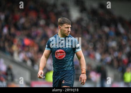 St. Helens, England - 30. September 2023: George Williams von den Warrington Wolves. Betfred Super League Play Off, St. Helens vs. Warrington Wolves im Totally Wicked Stadium, St. Helens, Großbritannien Stockfoto