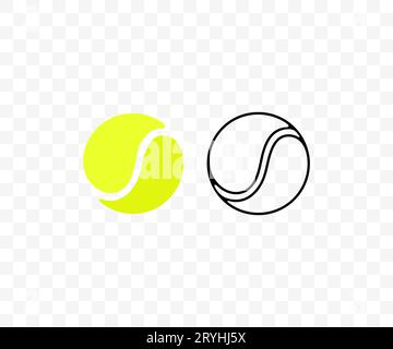 Tennis, Tennisball, Sport, farbiges und lineares Grafikdesign. Spiel, Tennisplatz, Spiel, Freizeit und Erholung, Vektordesign und Illustration Stock Vektor