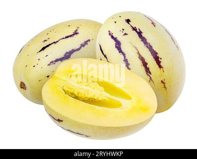 Pepino melone Obst auf weißem Hintergrund Stockfoto