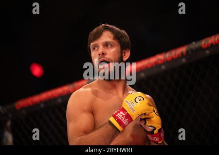 Adam Wilson (GB) vor seinem Kampf während des Cage Warriors 160 MMA-Events in der BEC Arena, Manchester am Freitag, den 29. September 2023. (Foto: Pat Scaasi | MI News) Credit: MI News & Sport /Alamy Live News Stockfoto