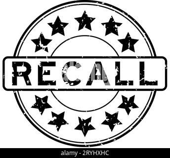 Grunge schwarzes Erinnerungswort mit rundem Gummisiegelstempel mit Sternsymbol auf weißem Hintergrund Stock Vektor