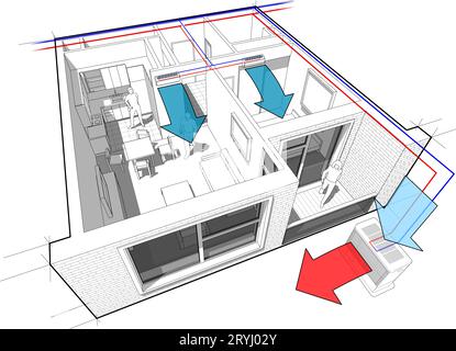 Apartment mit Klimaanlage an der Wand Stockfoto